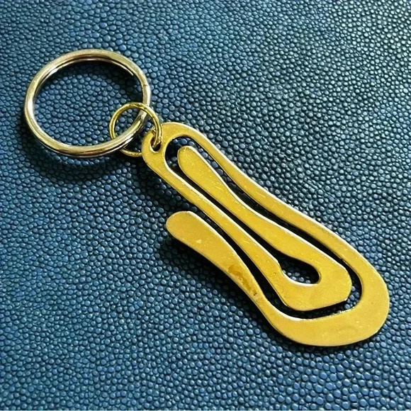 Ippolita gold tone spiral clip abstract geometric key ring - Picture 1 of 4